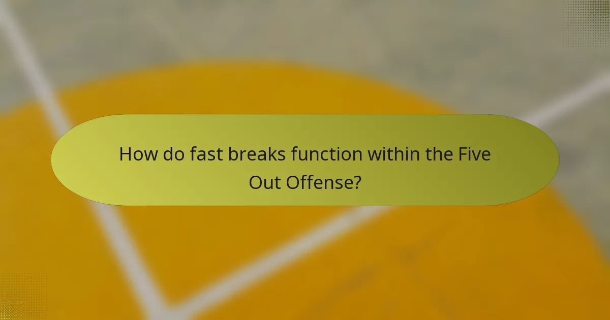 How do fast breaks function within the Five Out Offense?