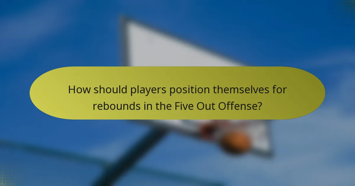 How should players position themselves for rebounds in the Five Out Offense?