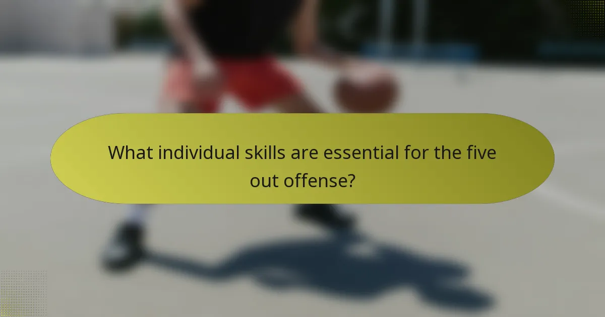 What individual skills are essential for the five out offense?