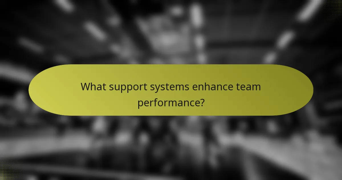 What support systems enhance team performance?